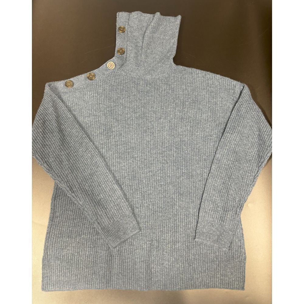 Madewell NWT Button-Shoulder Turtleneck Turtleneck Sweater Heather Twilight Smal
